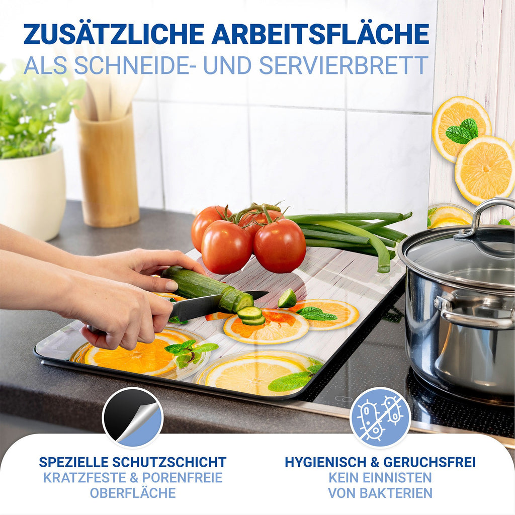 Wenko Herdabdeckplatte Universal Mod. Zitronen, 2er Set, für alle Herdarten geeignet