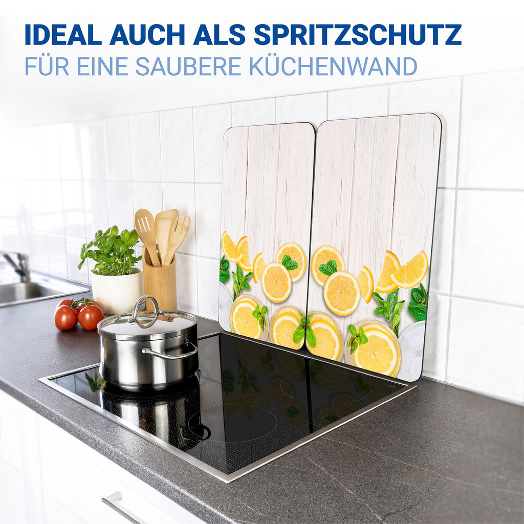 Wenko Herdabdeckplatte Universal Mod. Zitronen, 2er Set, für alle Herdarten geeignet