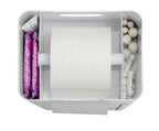 Stand WC-Garnitur Mod. Imon 6 in 1 Weiß matt integrierter Toilettenpapierhalter, WC-Bürstenhalter, Ersatzrollenhalter, Stauraumfächer und Ablage