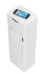 Stand WC-Garnitur Mod. Imon 6 in 1 Weiß matt integrierter Toilettenpapierhalter, WC-Bürstenhalter, Ersatzrollenhalter, Stauraumfächer und Ablage