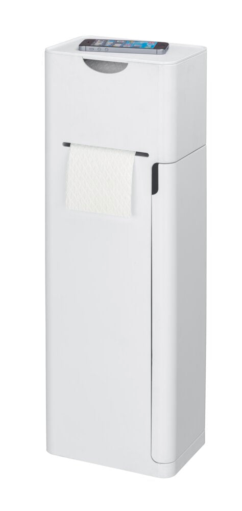 Stand WC-Garnitur Mod. Imon 6 in 1 Weiß matt integrierter Toilettenpapierhalter, WC-Bürstenhalter, Ersatzrollenhalter, Stauraumfächer und Ablage