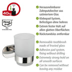 Turbo-Loc® Edelstahl Zahnputzbecherhalter Mod. Orea Uno Shine Zahnbürstenhalter, Befestigen ohne bohren