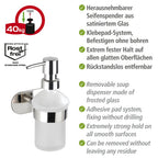 Turbo-Loc® Edelstahl Seifenspender Mod. Orea Shine Flüssigseifen-Spender, Befestigen ohne bohren, ca. 200 ml