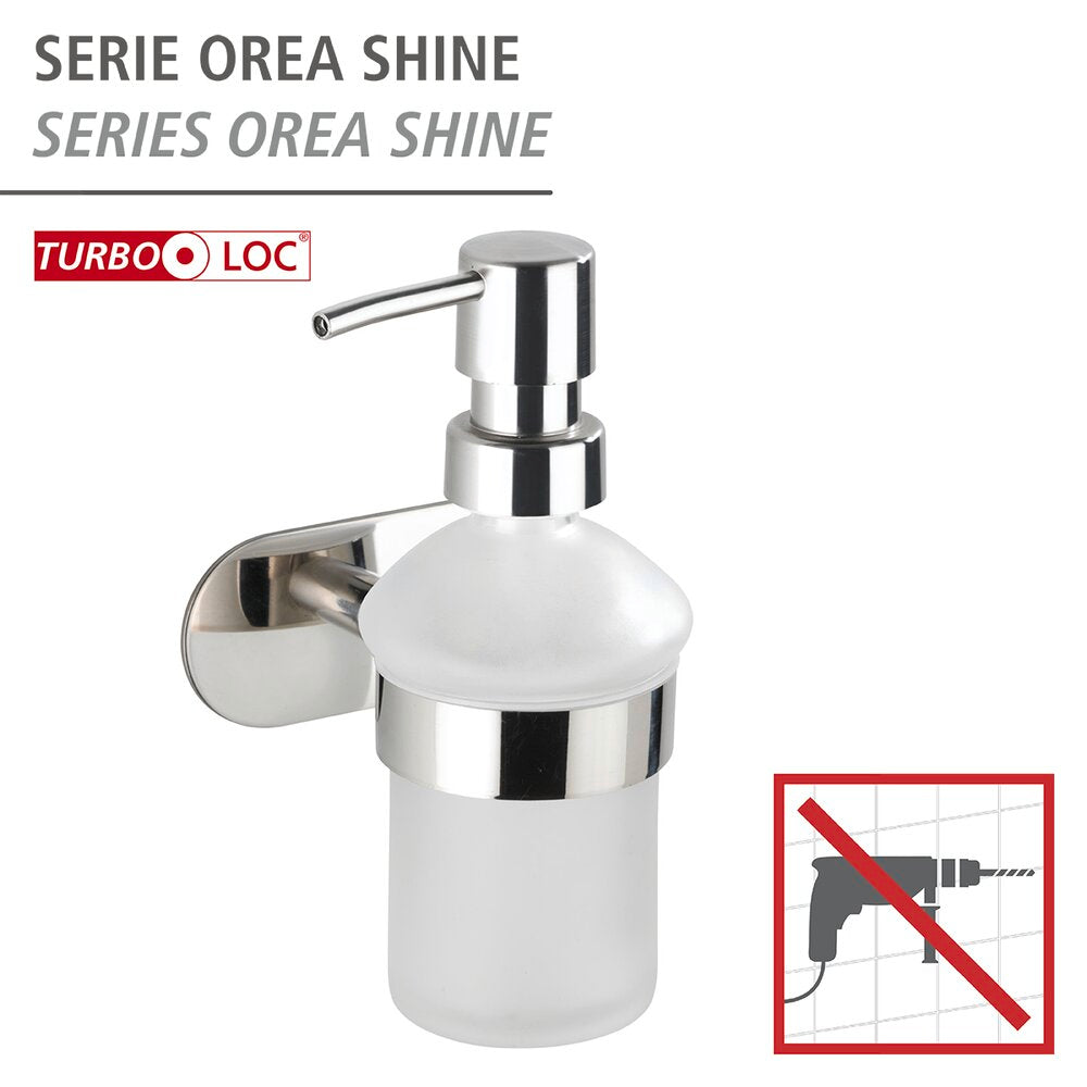 Turbo-Loc® Edelstahl Seifenspender Mod. Orea Shine Flüssigseifen-Spender, Befestigen ohne bohren, ca. 200 ml