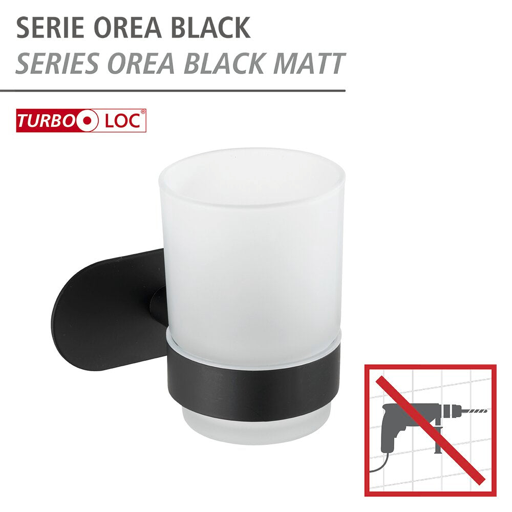 Turbo-Loc® Edelstahl Zahnputzbecherhalter Mod. Orea Uno Black Matt Befestigen ohne bohren