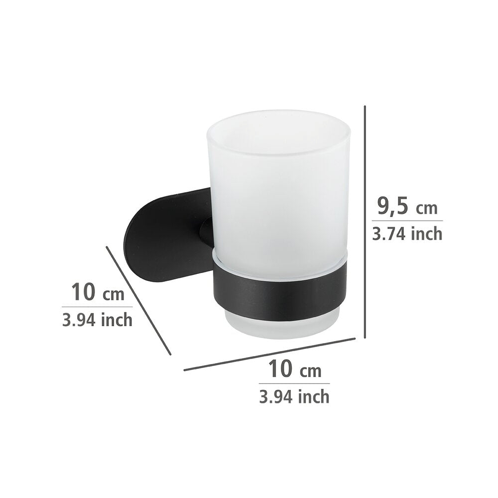 Turbo-Loc® Edelstahl Zahnputzbecherhalter Mod. Orea Uno Black Matt Befestigen ohne bohren