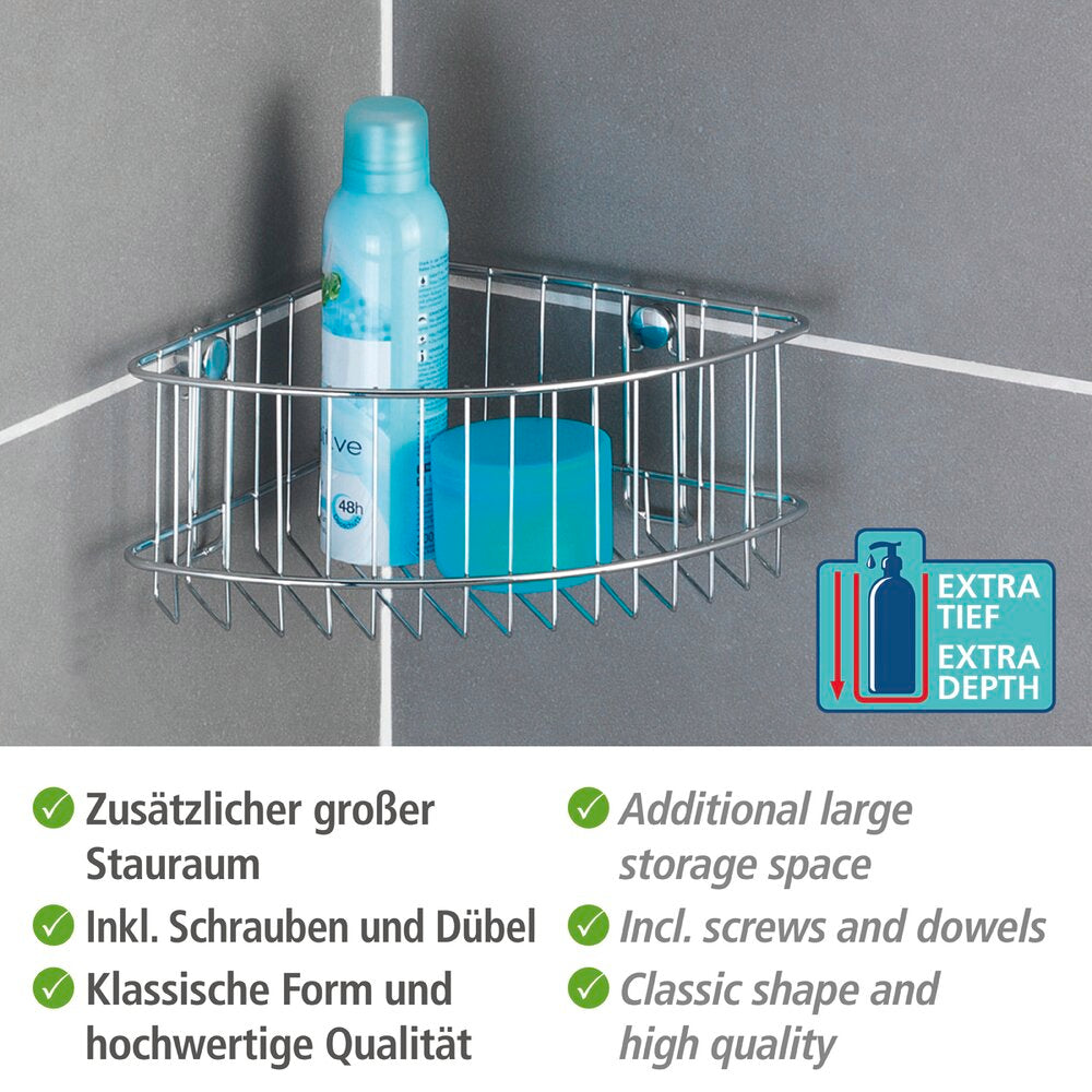Eckablage groß Mod. Classic aus hochglanzpoliertem, verchromtem Stahl