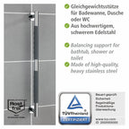 Edelstahl Wandhaltegriff Mod. Secura 65,5 cm Bad-Sicherheitsgriff, belastbar bis 120 kg