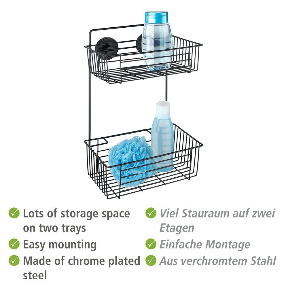 Wenko Bari Wandregal Vacuum-Loc Schwarz Duschregal Badregal Ohne Bohren