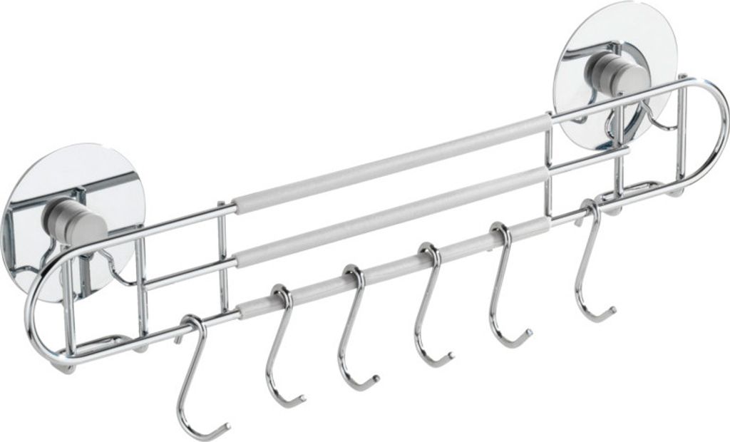 WENKO TurboFIX Küchen-Reling mit 6 Haken, Befestigen ohne bohren