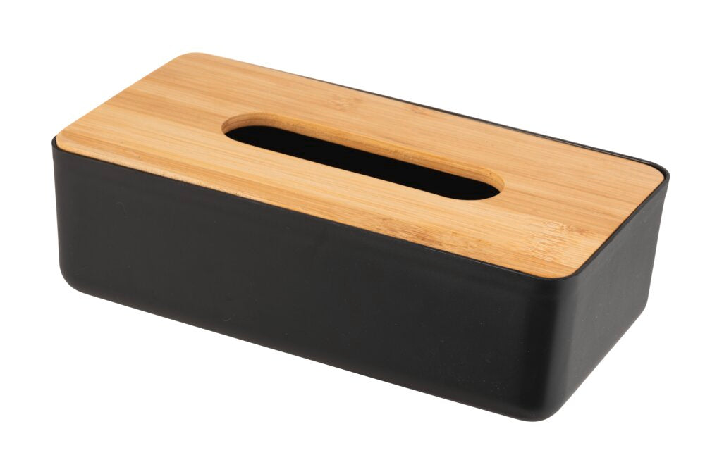 Kosmetiktuchbox Mod. Rotello Schwarz Deckel aus Bambus