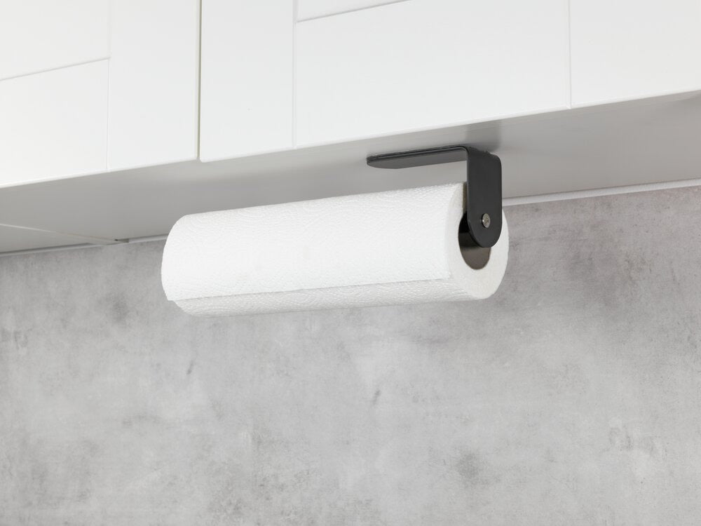 Küchenrollenhalter Mod. Nio Schwarz Selbstklebend, Befestigen ohne Bohren