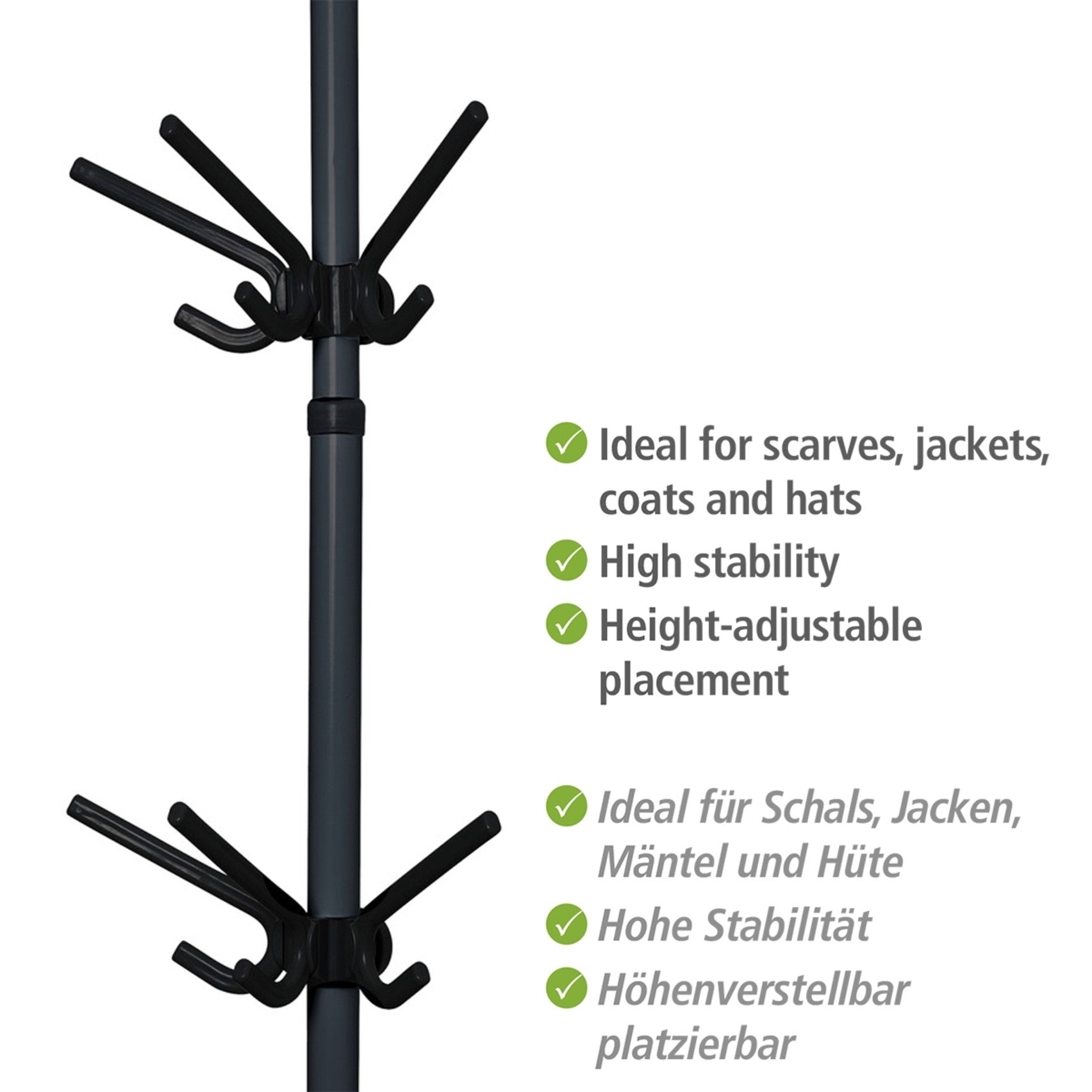 Wenko Dreierhaken Mod. Herkules Schwarz, 2er Set, Haken mit je 3 Aufhängern