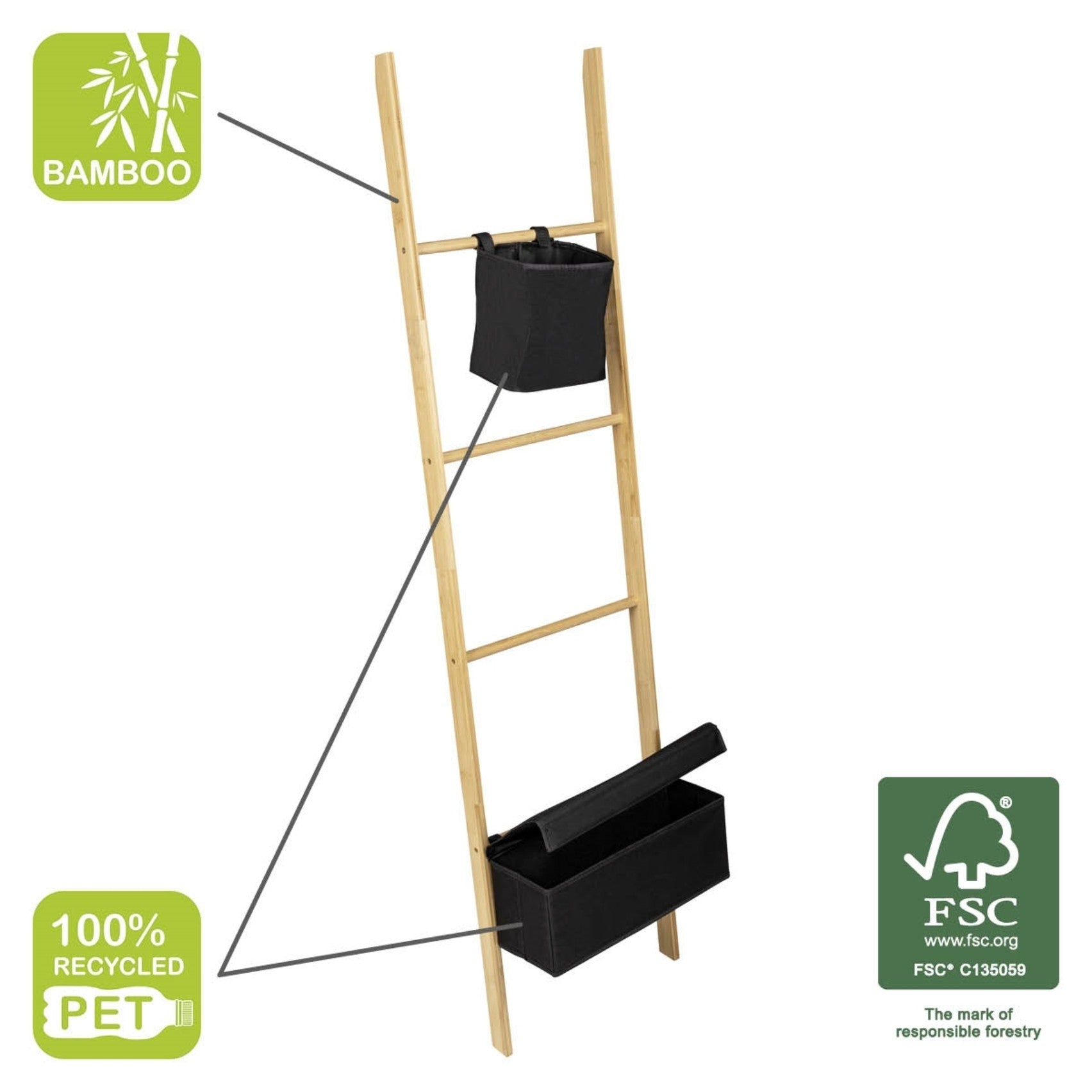 Wenko Handtuchleiter Mod. Ecori, mit 2 Fächern