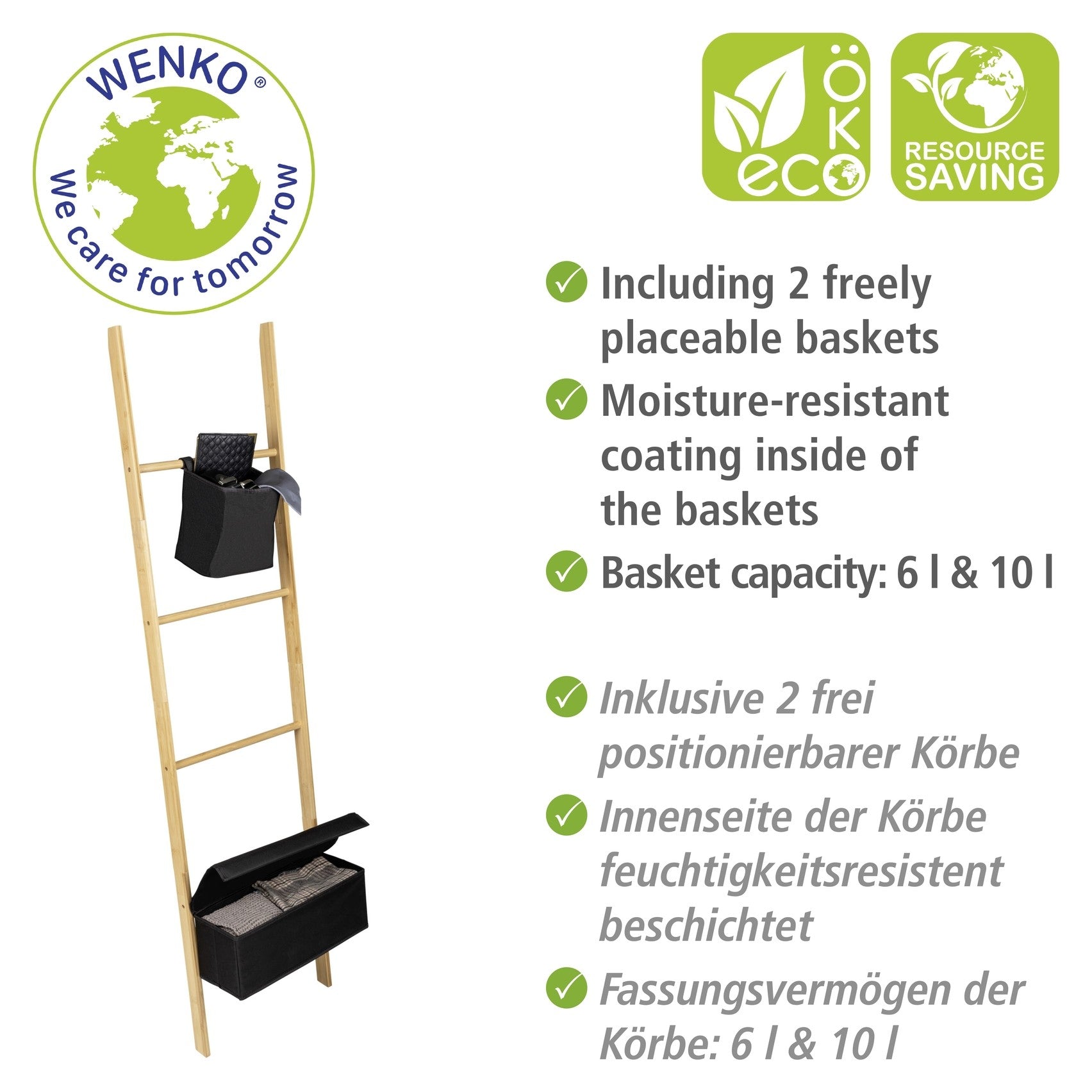 Wenko Handtuchleiter Mod. Ecori, mit 2 Fächern