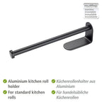 Küchenrollenhalter Mod. Nio Schwarz Selbstklebend, Befestigen ohne Bohren