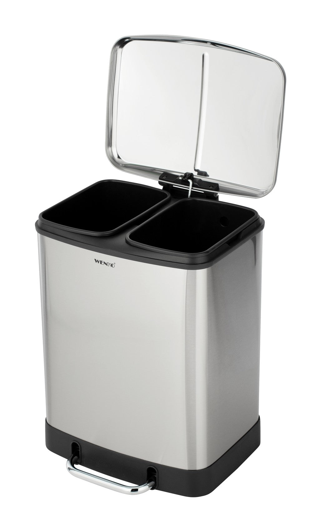 Wenko Treteimer Studio Easy-Close Duo Edelstahl 2 x 12 L, rostfrei, Absenkautomatik