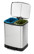Wenko Treteimer Studio Easy-Close Duo Edelstahl 2 x 12 L, rostfrei, Absenkautomatik
