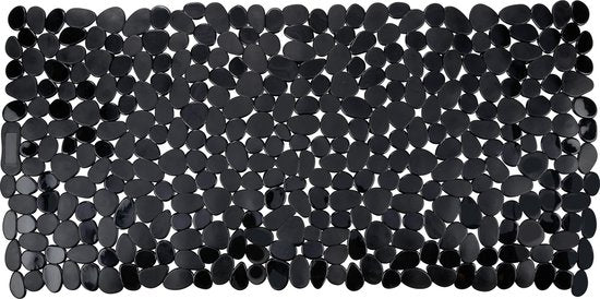 WENKO Anti-slip Badmat Paradise 71x36cm zwart - Antislipmat voor bad - Met zuignappen