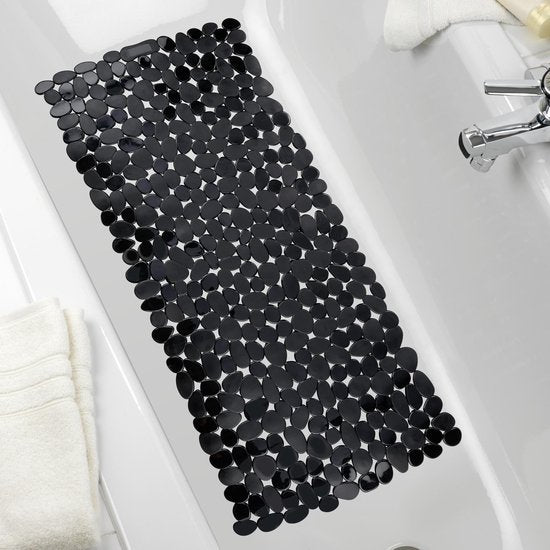 WENKO Anti-slip Badmat Paradise 71x36cm zwart - Antislipmat voor bad - Met zuignappen