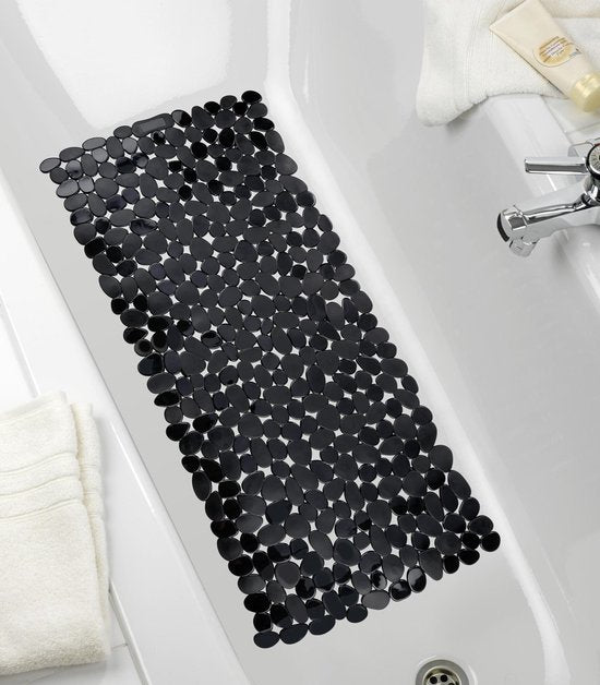 WENKO Anti-slip Badmat Paradise 71x36cm zwart - Antislipmat voor bad - Met zuignappen