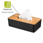 Kosmetiktuchbox Mod. Rotello Schwarz Deckel aus Bambus