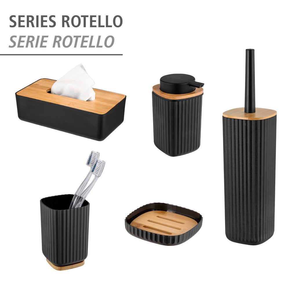 Kosmetiktuchbox Mod. Rotello Schwarz Deckel aus Bambus