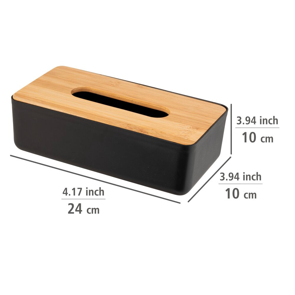 Kosmetiktuchbox Mod. Rotello Schwarz Deckel aus Bambus