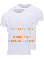 Bruno Banani Herren T-Shirt 5er Baumwolle Stretch Rundhals Modern Fit / Gr. M