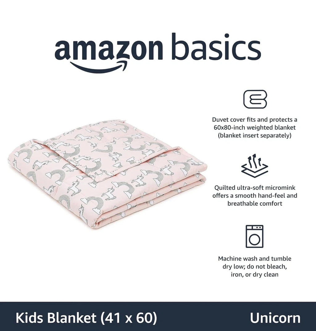 Amazon® Basics™ Kinder - Gewichtsdecke  3,18kg - 104 x 152 cm - Rosa / Einhorn