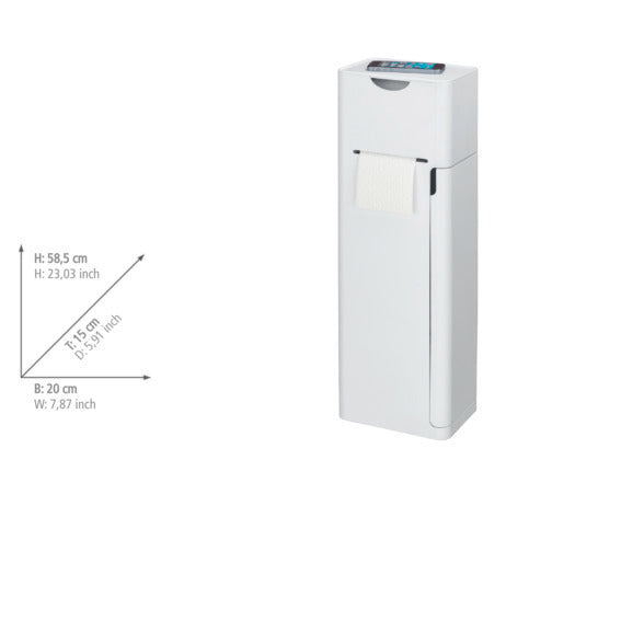 Stand WC-Garnitur Mod. Imon 6 in 1 Weiß matt integrierter Toilettenpapierhalter, WC-Bürstenhalter, Ersatzrollenhalter, Stauraumfächer und Ablage