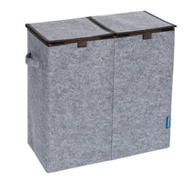 Wenko Wäschesammler Filz Duo Grau/Braun, Wäschekorb, 2 Kammern, 82 l