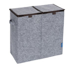 Wenko Wäschesammler Filz Duo Grau/Braun, Wäschekorb, 2 Kammern, 82 l