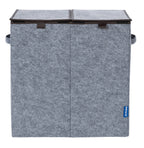 Wenko Wäschesammler Filz Duo Grau/Braun, Wäschekorb, 2 Kammern, 82 l
