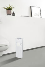 Stand WC-Garnitur Mod. Imon 6 in 1 Weiß matt integrierter Toilettenpapierhalter, WC-Bürstenhalter, Ersatzrollenhalter, Stauraumfächer und Ablage