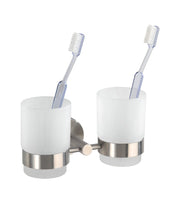 Zahnputzbecher mit Halter Duo Mod. Bosio Edelstahl rostfrei