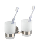 Zahnputzbecher mit Halter Duo Mod. Bosio Edelstahl rostfrei