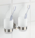 Zahnputzbecher mit Halter Duo Mod. Bosio Edelstahl rostfrei