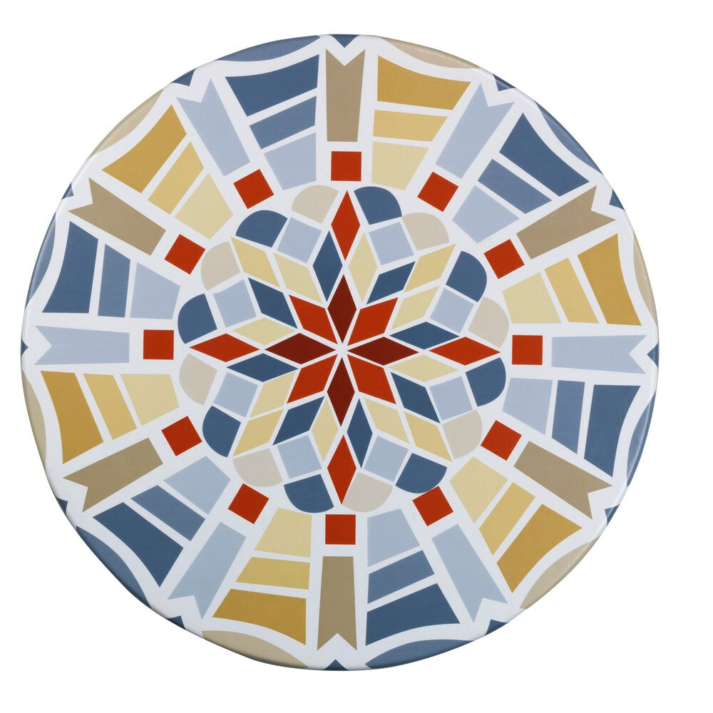 Spann-Tischdecke Mod. Mosaik XL, Ø 85 - 105 cm für Garten und Outdoor-Bereich