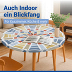 Spann-Tischdecke Mod. Mosaik XL, Ø 85 - 105 cm für Garten und Outdoor-Bereich
