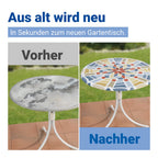 Spann-Tischdecke Mod. Mosaik XL, Ø 85 - 105 cm für Garten und Outdoor-Bereich