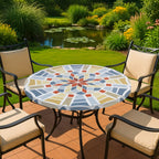 Spann-Tischdecke Mod. Mosaik XL, Ø 85 - 105 cm für Garten und Outdoor-Bereich
