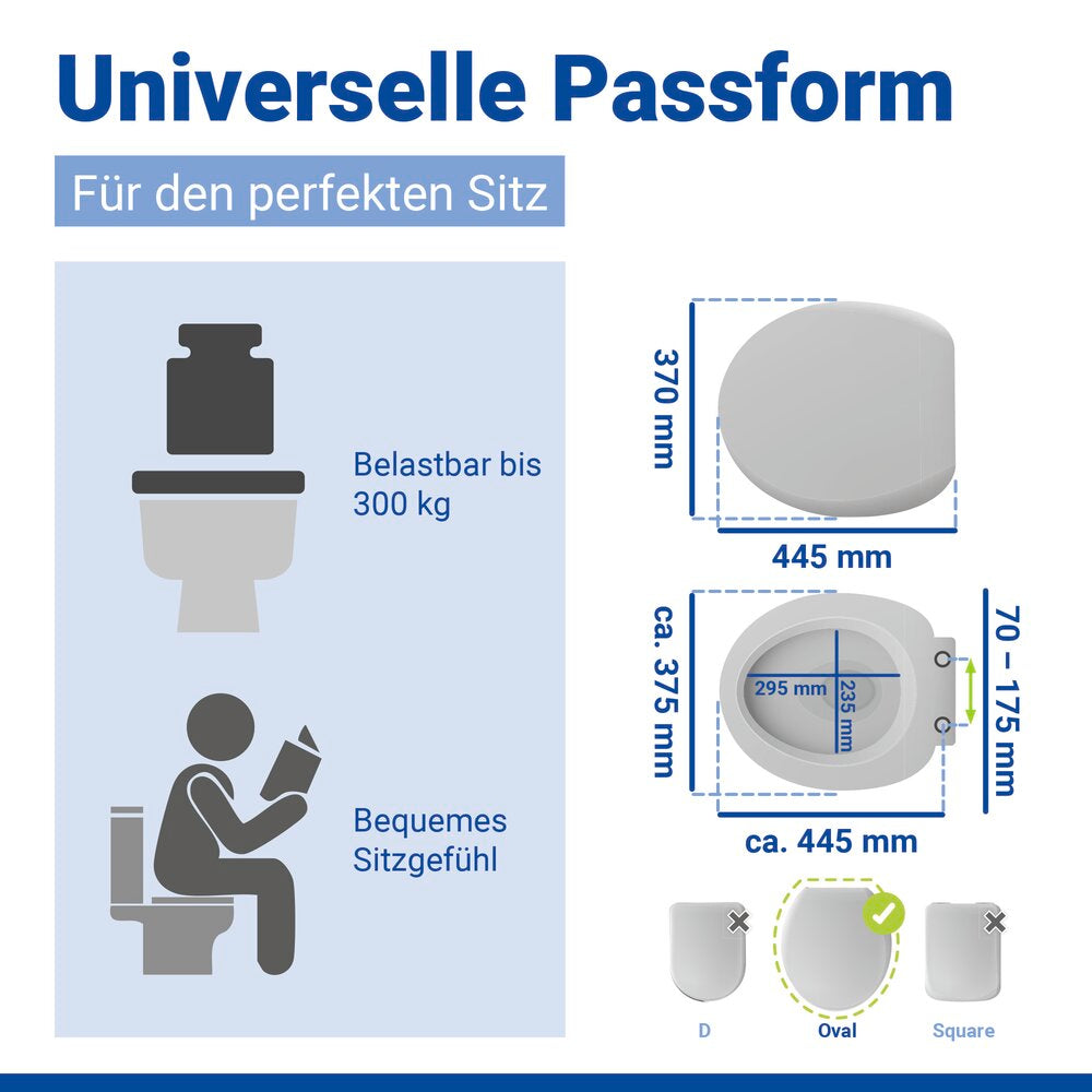 WC Sitz Mod. Ostuni Grau stabiler Toilettensitz mit Absenkautomatik