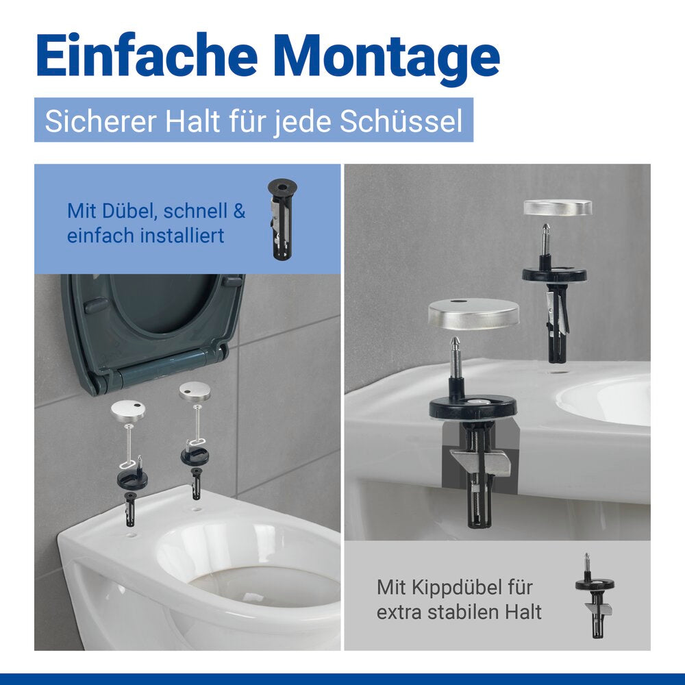 WC Sitz Mod. Ostuni Grau stabiler Toilettensitz mit Absenkautomatik