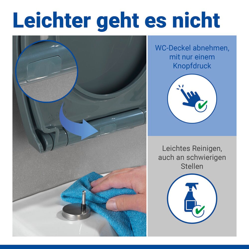 WC Sitz Mod. Ostuni Grau stabiler Toilettensitz mit Absenkautomatik