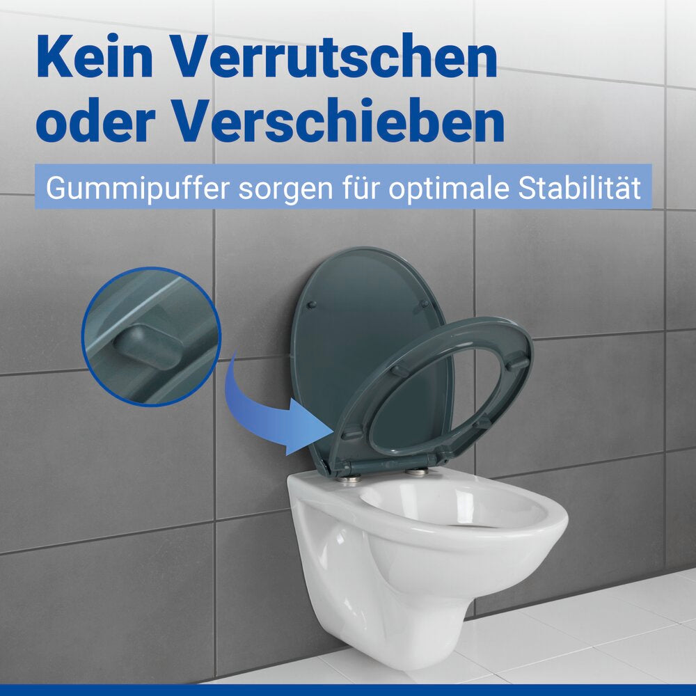WC Sitz Mod. Ostuni Grau stabiler Toilettensitz mit Absenkautomatik