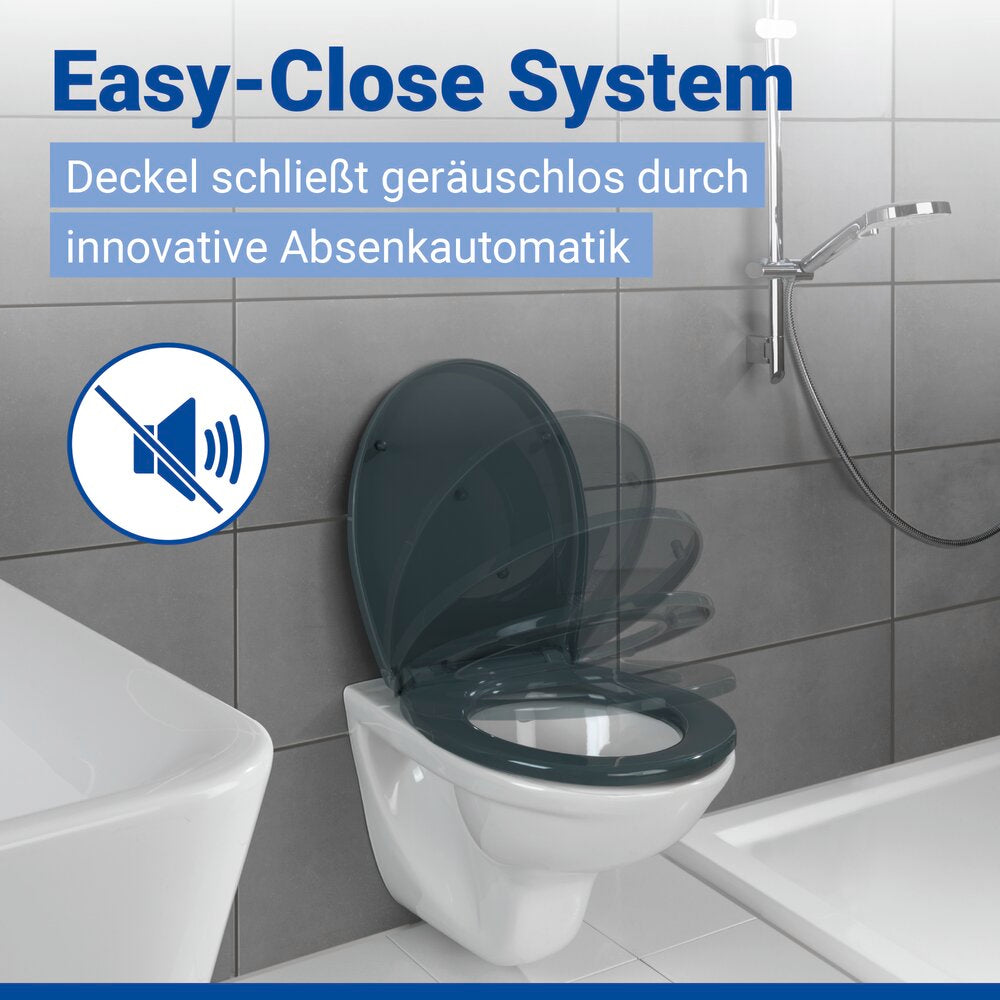 WC Sitz Mod. Ostuni Grau stabiler Toilettensitz mit Absenkautomatik