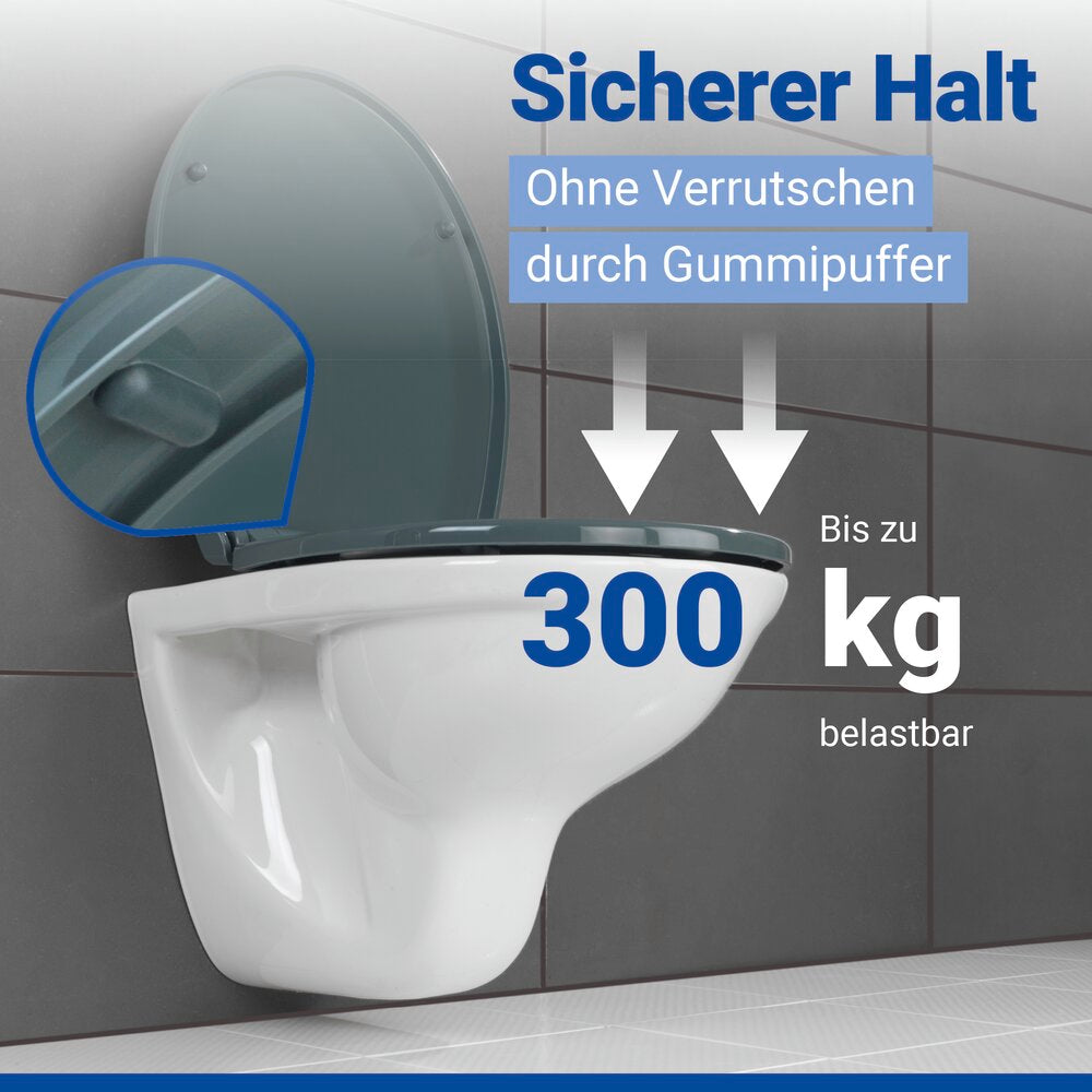 WC Sitz Mod. Ostuni Grau stabiler Toilettensitz mit Absenkautomatik
