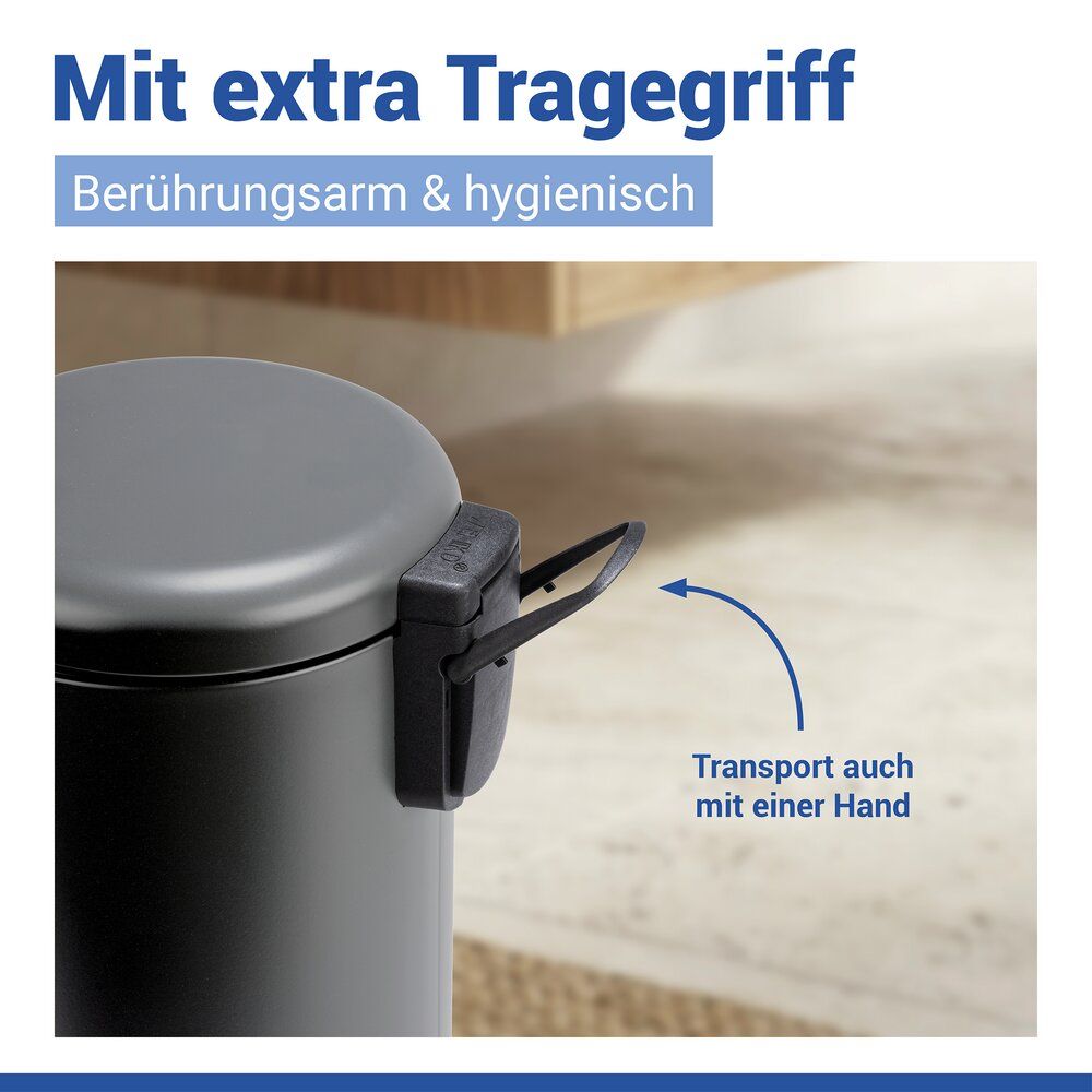 Wenko Kosmetikeimer Leman 3 Liter Grau Treteimer Mülleimer Mit Inneneimer
