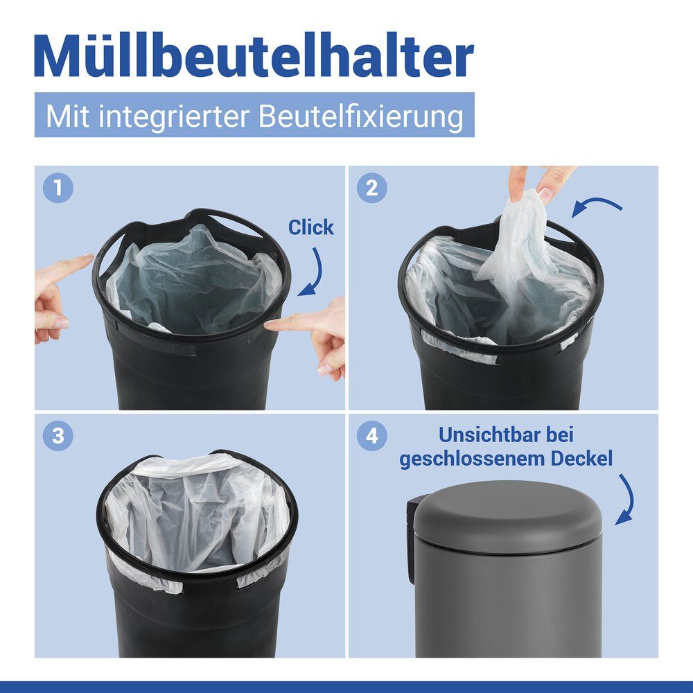 Wenko Kosmetikeimer Leman 3 Liter Grau Treteimer Mülleimer Mit Inneneimer